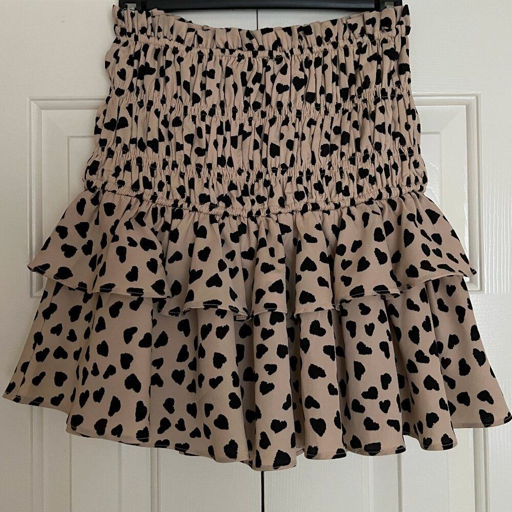 English Factory Ruffled Heart Mini Skirt Size XS